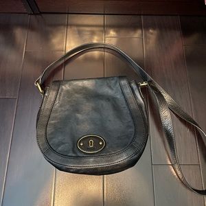 Fossil Black Leather Crossbody Bag